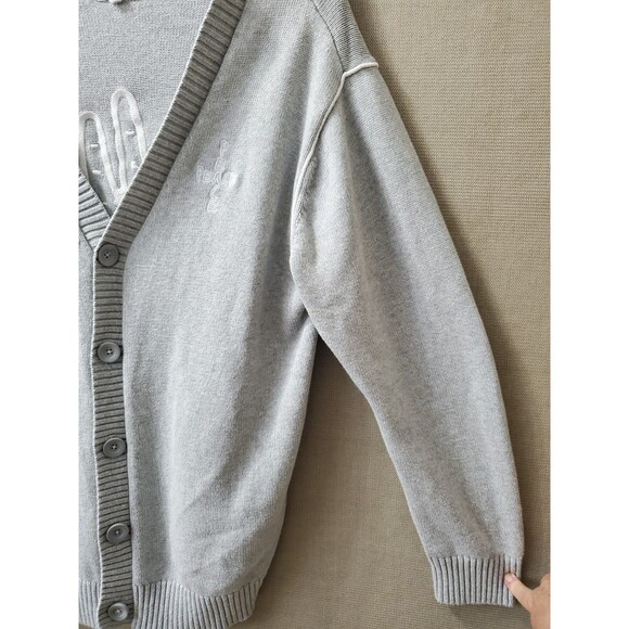 Pacsun Gray Cotton Peace "Love is all We Need" Embroidered Button-Up Cardigan M - Picture 4 of 8